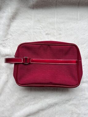 Estée Lauder Burgundy Canvas & Patent Trim Cosmetic Toiletry Bag Case